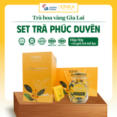 Hoa Trà Hoa Vàng Gia Lai - Set Trà Phúc Duyên KINKA | Hộp 50g + 10 gói trà túi lọc