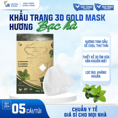 Khẩu trang y tế hương tinh dầu Bạc hà Gold 3D Mask - Túi 5 cái