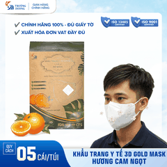 Khẩu trang y tế hương tinh dầu Cam ngọt Gold 3D Mask - Túi 5 cái