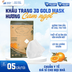 Khẩu trang y tế hương tinh dầu Cam ngọt Gold 3D Mask - Túi 5 cái
