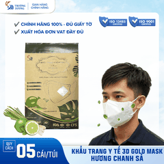 Khẩu trang y tế hương Chanh Sả Gold 3D Mask - Túi 5 cái