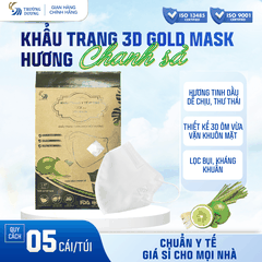 Khẩu trang y tế hương Chanh Sả Gold 3D Mask - Túi 5 cái
