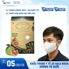 Khẩu trang y tế hương Vỏ Bưởi Gold 3D Mask - Túi 5 cái
