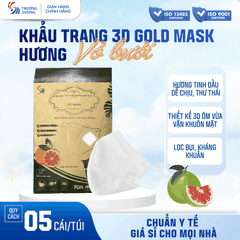Khẩu trang y tế hương Vỏ Bưởi Gold 3D Mask - Túi 5 cái
