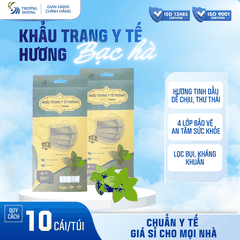 Khẩu trang y tế hương tinh dầu Bạc hà 4 lớp Gold Mask - Túi 10 cái