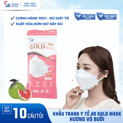 Khẩu trang y tế hương Vỏ Bưởi 4D Gold Mask (KF94) - Túi 10 cái
