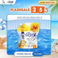 [MUA NHIỀU GIÁ HỜI] Nước Giặt Xả REVY Hoa Hạ - Chai 2kg | Công Nghệ ION Đột Phá