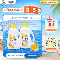 [MUA NHIỀU GIÁ HỜI] Nước Giặt Xả REVY Hoa Hạ - Chai 2kg | Công Nghệ ION Đột Phá