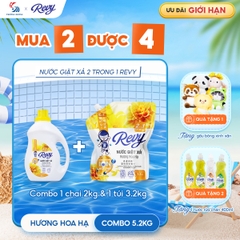 [MUA NHIỀU GIÁ HỜI] Nước Giặt Xả REVY Hoa Hạ - Túi 3.2kg | Công Nghệ ION Đột Phá