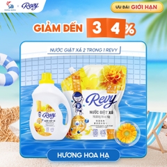 [MUA NHIỀU GIÁ HỜI] Nước Giặt Xả REVY Hoa Hạ - Chai 2kg | Công Nghệ ION Đột Phá