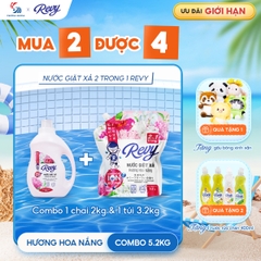 [MUA NHIỀU GIÁ HỜI] Nước Giặt Xả REVY Hoa Nắng - Túi 3.2kg | Công Nghệ ION Đột Phá