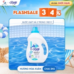 [MUA NHIỀU GIÁ HỜI] Nước Giặt Xả REVY Hoa Xuân - Chai 2kg | Công Nghệ ION Đột Phá