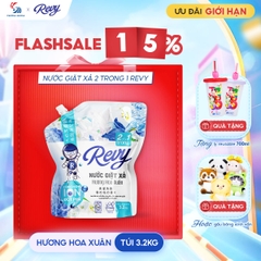 [NHẬN QUÀ KHI MUA] Nước giặt xả REVY - Hương Hoa Xuân - Túi 3.2kg