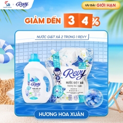 [MUA NHIỀU GIÁ HỜI] Nước Giặt Xả REVY Hoa Xuân - Túi 3.2kg | Công Nghệ ION Đột Phá