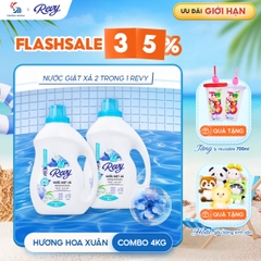 [MUA NHIỀU GIÁ HỜI] Nước Giặt Xả REVY Hoa Xuân - Chai 2kg | Công Nghệ ION Đột Phá