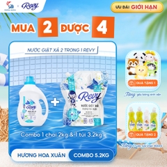 [MUA NHIỀU GIÁ HỜI] Nước Giặt Xả REVY Hoa Xuân - Túi 3.2kg | Công Nghệ ION Đột Phá