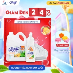 [TẶNG MÚT RỬA CHÉN] Nước rửa chén REVY - Hương Trà Xanh Dưa Lưới
