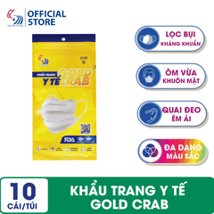 Khẩu trang y tế Gold Crab -  Túi 10 cái