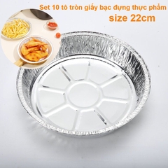 Set 10 tô tròn giấy bạc đựng thực phẩm size 22cm