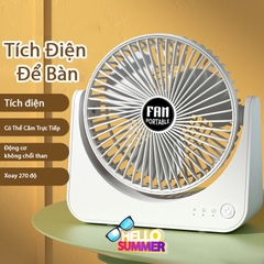 Quạt tích điện cao cấp HelloSumer xoay 270 độ đế vuông