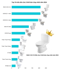 Top 10 bồn cầu 2 khối bán chạy nhất năm 2024
