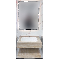 Bộ Lavabo tủ đá bóng Caro CA-028 bóng gương led 6 tấc tràn viền