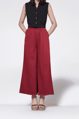 Quần Linen Ống Rộng Ly Gân Lưng Thun Swanlake - Q11402LW08