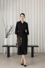 Đầm Nữ Suông Linen Cổ Sơ Mi Tay Lỡ Dây Thắt Eo D13577LW01