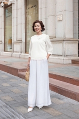 M Collection | Áo Trung Niên Nữ Tặng Mẹ, Tặng Bà Chất Lụa Ngọc Đính Hoa 3D Sang Trọng A12385LW01