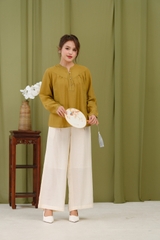 Áo Cổ Trụ Tay Dài Chất Tơ Linen Swanlake - A11939LW01