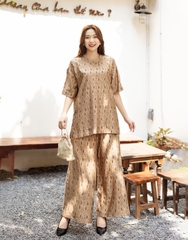 Set Bộ Dài Phom Rộng Tay Ngắn Cổ Thun Đũi Hàn - B11300LW02