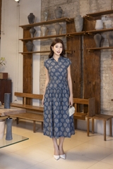 SWANLAKE | Váy Đầm Sơ Mi Nữ Tay Ngắn Dây Thắt Eo Chất Vải Tơ Hoa Công Sở Thanh Lịch D13487LW01