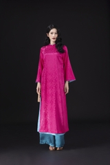 SWANLAKE | Áo Dài Tết Cách Tân Nữ Lụa Gấm Tà Kép Tay Dài Rộng Dáng Suông Truyền Thống L13155LW01