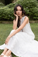 SWANLAKE | Áo Kiểu Nữ Vải Cotton Thêu Hoa Sát Nách Cổ Tròn Trẻ Trung Năng Động Dạo Phố Hè A13744LW01