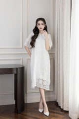 Đầm Ren Có Lót Cổ Sơ Mi Thun Swanlake - D11829LW01