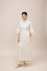 Áo Dài Cách Tân Vải Tơ Ánh Kim Đính Hoa 3D L13982LW01