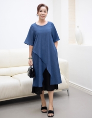 Đầm A Vải Lụa Xốp Phối Chiffon Swanlake - D11195LW01