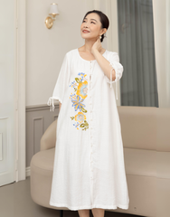 Đầm Trung Niên Phom A Lụa Hàn Thêu D11337LW03