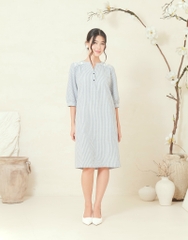 Đầm Thêu Hai bên Vai Cotton Sọc Swanlake - D11882LW01