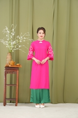Áo Dài Hương An Chất Liệu Linen Kết Nút Tàu Chạy Nét Swanlake - L12003LW01