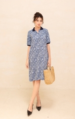 Đầm Nữ Polo Linen Suông Hoạ Tiết Hè Dài Qua Gối Swanlake - D11227LW06