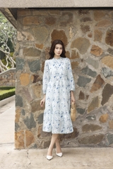 SWANLAKE | Váy Đầm Nữ Suông Maxi Đuôi Cá Hè Vải Cotton Thêu Đục Lỗ In Hoa Đi Biển Du Lịch D12394W11