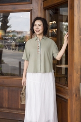 M COLLECTION | Áo Sơ Mi Trung Niên Linen Thoáng Mát Trẻ Trung Tặng Mẹ Mặc Hằng Ngày A12530LW01