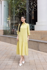 Swanlake | Đầm Sơ Mi Phom Suông A Dài Đuôi Cá Linen Trơn D12595LW01