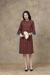 SWANLAKE | Váy Đầm Nữ Midi Suông Phom A Tay Lỡ Cổ Tàu Vải Linen Bông Sang Trọng Dự Tiệc D13241LW01