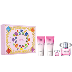 Versace Bright Crystal 4pcs - Spring Set 2021 ( EDT 90ml & EDT 5ml & Body Lotion 100ml & Shower gel 100ml )