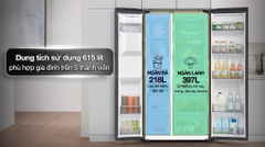 Tủ lạnh Samsung inverter 615L Bespoke AI Side by Side   RS90F65D2FSV