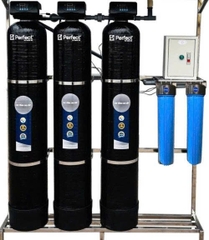 Bộ lọc nước tổng 3 cột composite sợi thủy tinh van tự động cao cấp, màu đen PA03