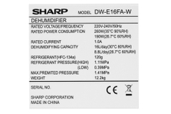 Máy lọc không khí Sharp DW-E16FA-W