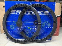 Bộ bánh xe đạp đua SANTOKS EVO, thắng dĩa center lock - Full Carbon (mới 100%)